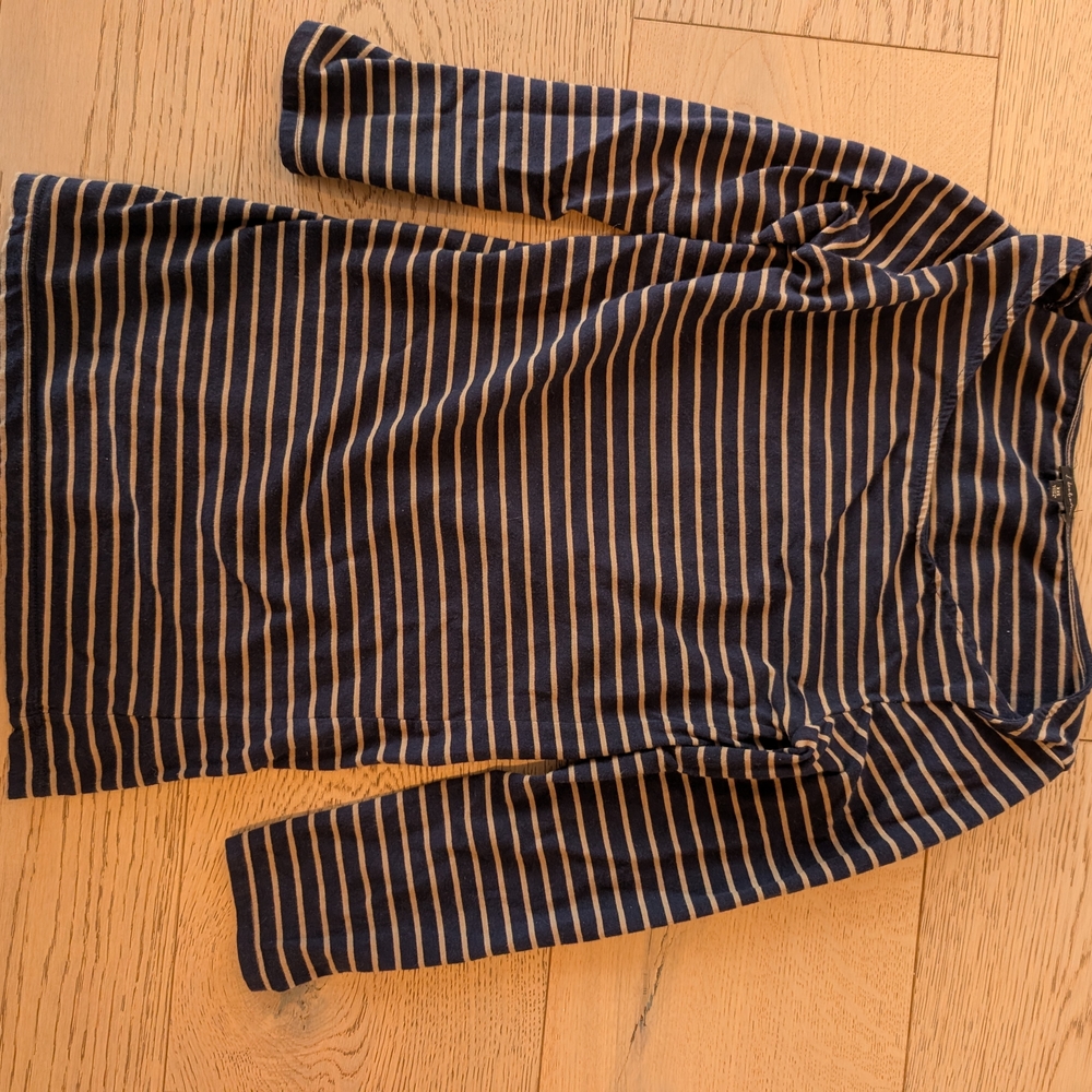 Babaton Navy and Cream Striped Long Sleeve Top